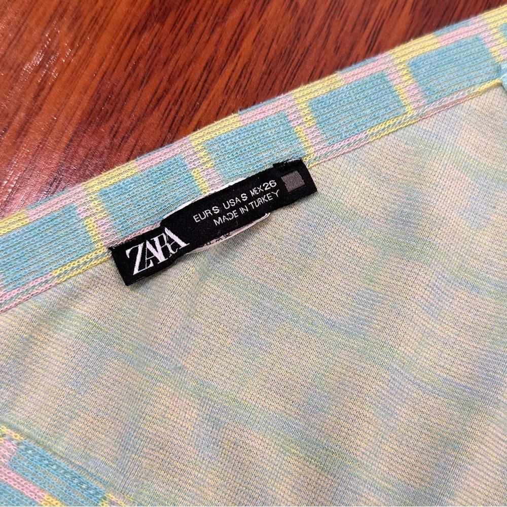 Zara Vibrant Blue and Green Checkered Halter Tank Top - Picture 7 of 8